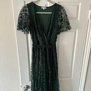 Green floor length dress
